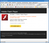 Tela falsa   Instalar adobe flash  veja na imagem a URL  fique atento